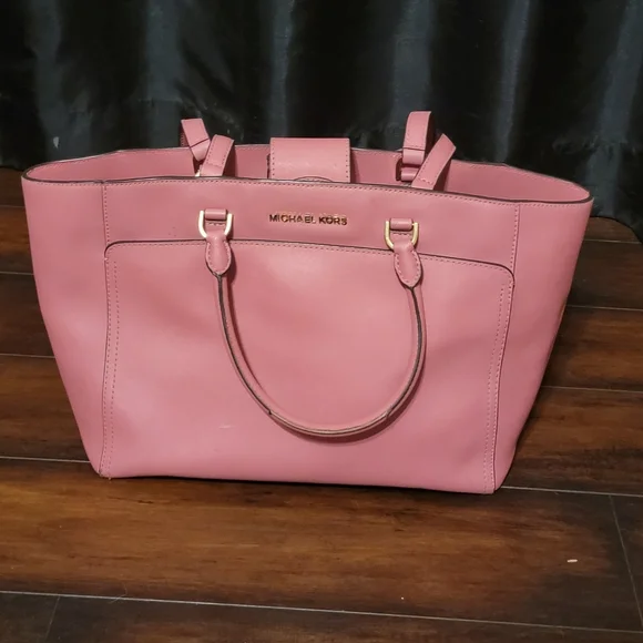 Michael Kors Emmy Large Double Handle Tote Handbag Tulip Saffiano Leather - Picture 5 of 6